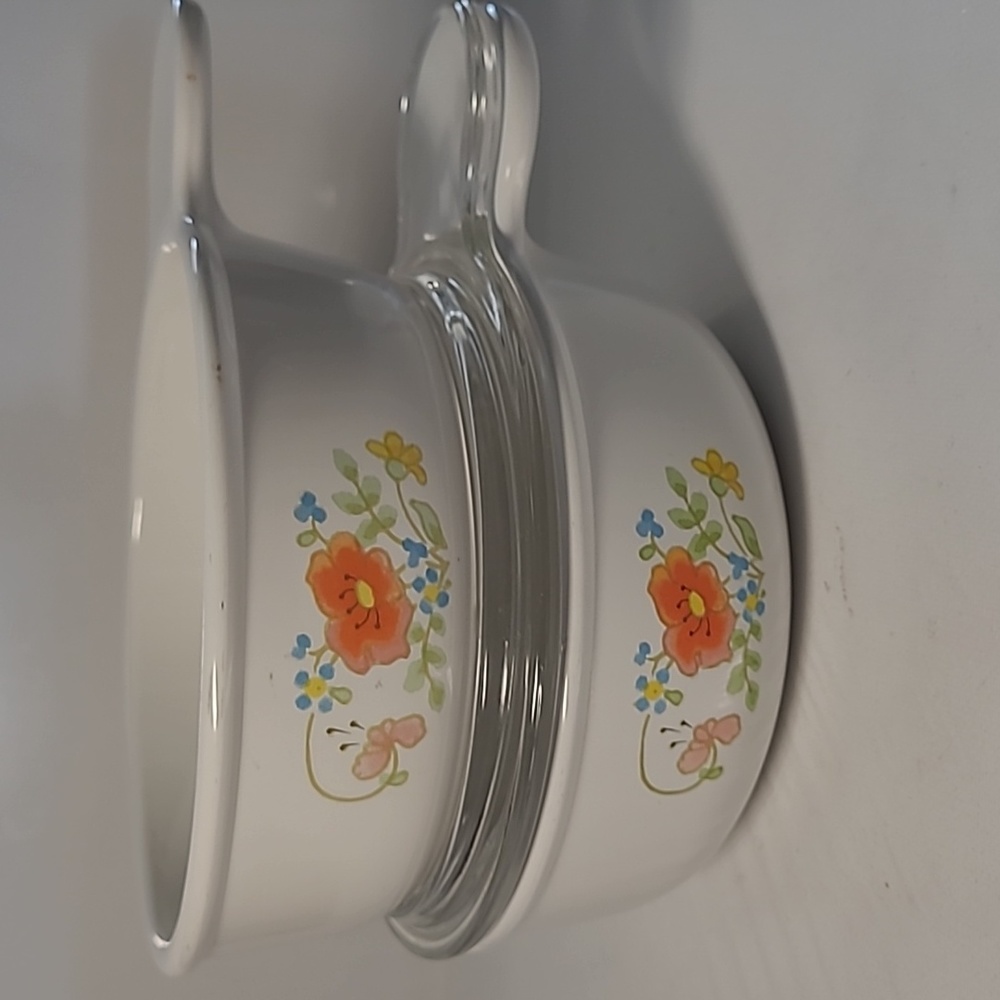 Vintage corningware p-150-b grab-it 550ml  floral patterns with pyrex lid (1)